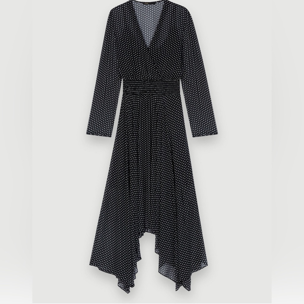 Maje Black and White Long Sleeve Dress
